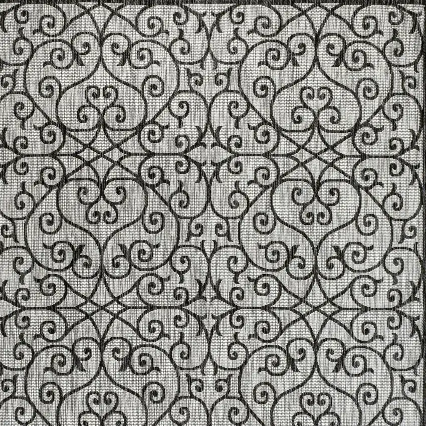 Light Gray And Black Geometric Indoor Outdoor Area Rug Photo 3