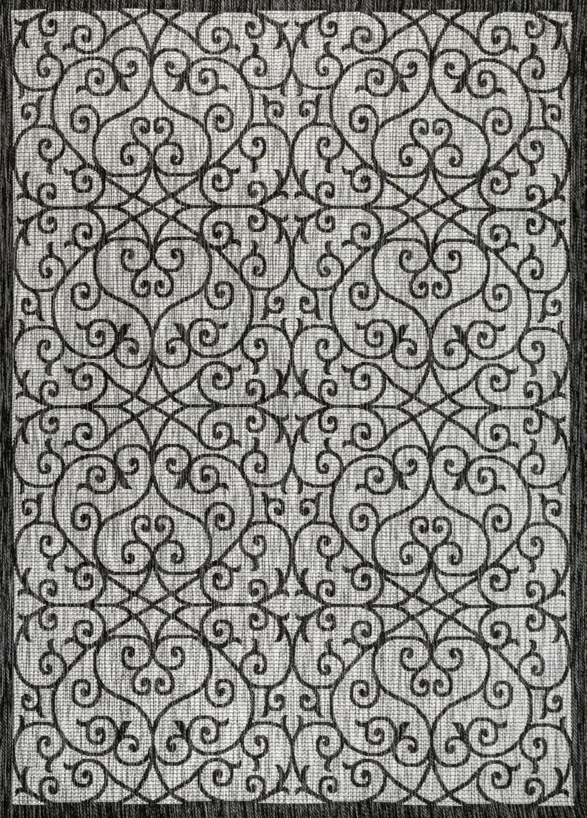 Light Gray And Black Geometric Indoor Outdoor Area Rug Photo 1