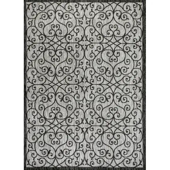 Light Gray And Black Geometric Indoor Outdoor Area Rug Photo 1