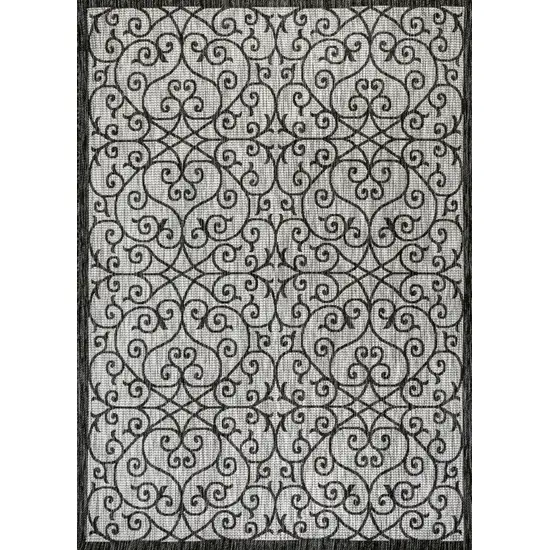 Light Gray And Black Geometric Indoor Outdoor Area Rug Photo 3
