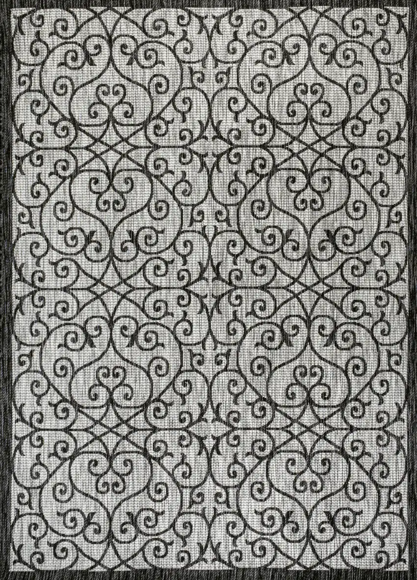 Light Gray And Black Geometric Indoor Outdoor Area Rug Photo 3