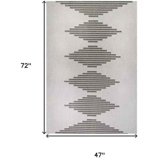 Light Gray And Black Striped Indoor Outdoor Area Rug Photo 3