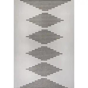 Photo of Light Gray And Black Striped Indoor Outdoor Area Rug