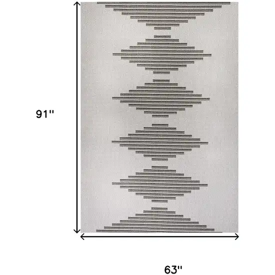 Light Gray And Black Striped Indoor Outdoor Area Rug Photo 3