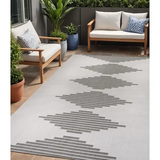 Light Gray And Black Striped Indoor Outdoor Area Rug Photo 1