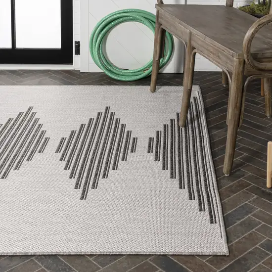 Light Gray And Black Striped Indoor Outdoor Area Rug Photo 8