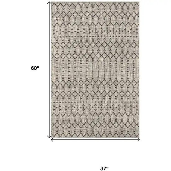 Light Gray And Black Trellis Indoor Outdoor Area Rug Photo 3