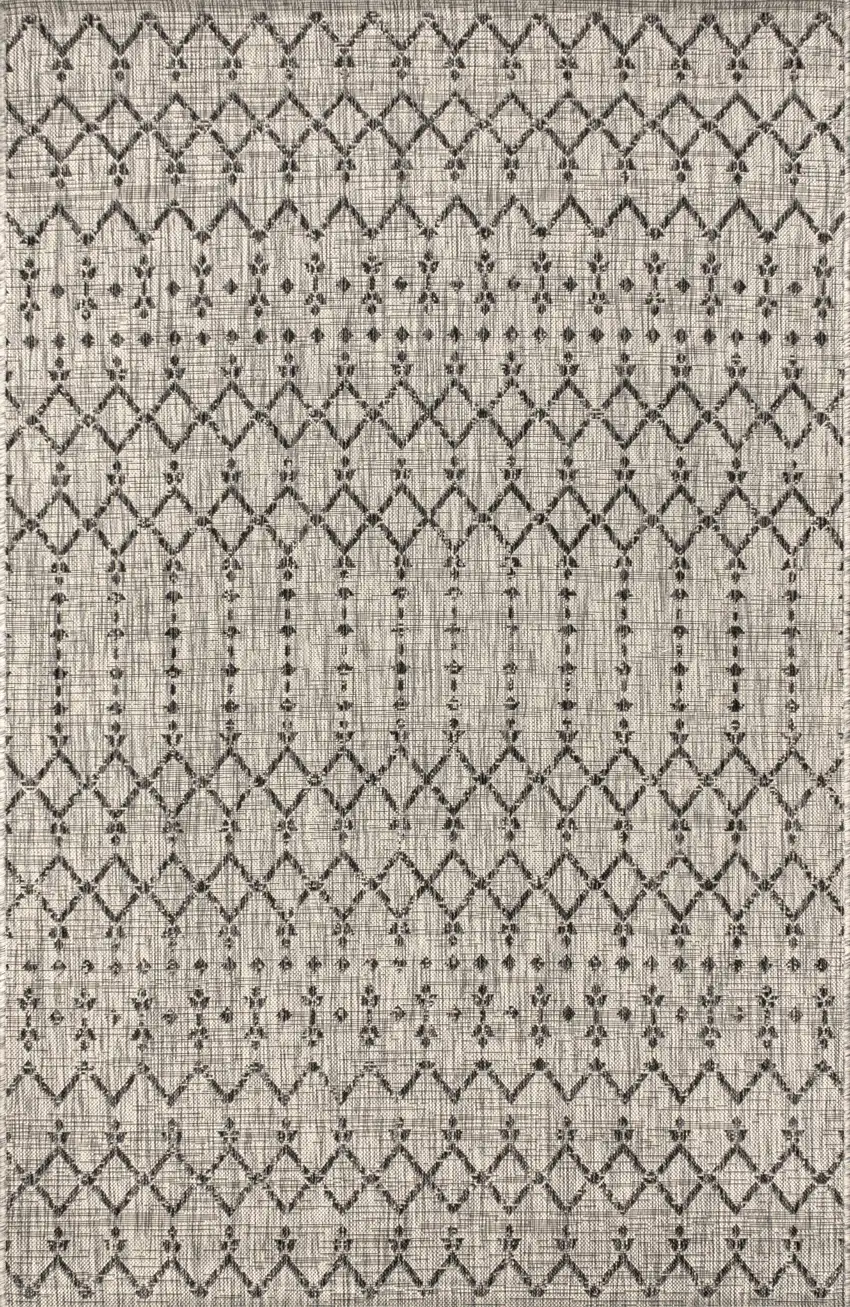 Light Gray And Black Trellis Indoor Outdoor Area Rug Photo 1