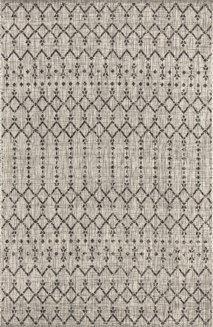 Light Gray And Black Trellis Indoor Outdoor Area Rug Photo 3