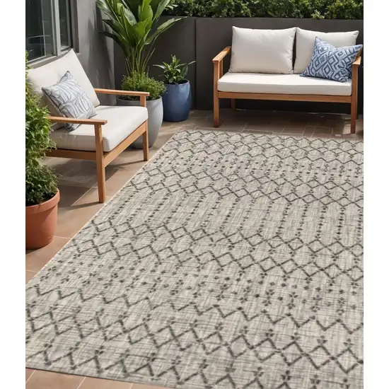 Light Gray And Black Trellis Indoor Outdoor Area Rug Photo 1