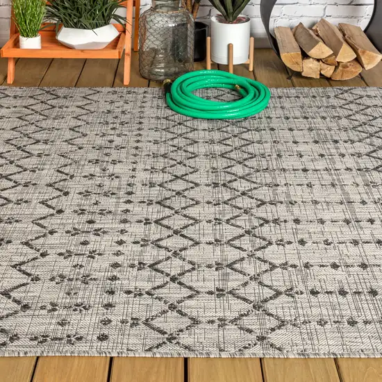 Light Gray And Black Trellis Indoor Outdoor Area Rug Photo 7