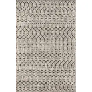 Photo of Light Gray And Black Trellis Indoor Outdoor Area Rug
