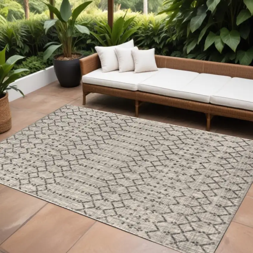 Light Gray And Black Trellis Indoor Outdoor Area Rug Photo 1