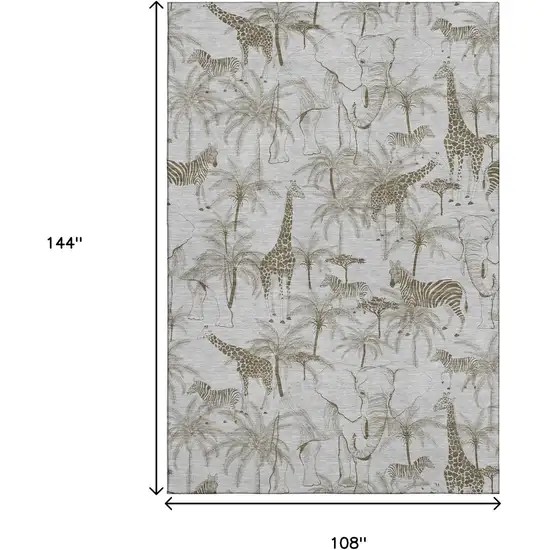 Light Gray And Brown Geometric Washable Area Rug With UV Protection Photo 3