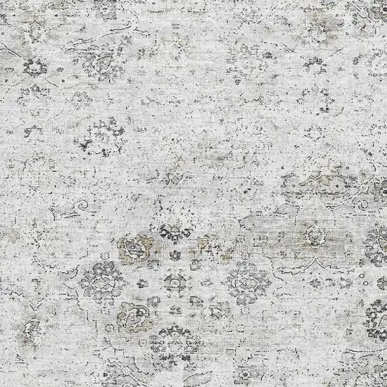 Light Gray And Charcoal Floral Medallion Washable Area Rug With UV Protection Photo 4