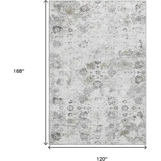 Light Gray And Charcoal Floral Medallion Washable Area Rug With UV Protection Photo 3