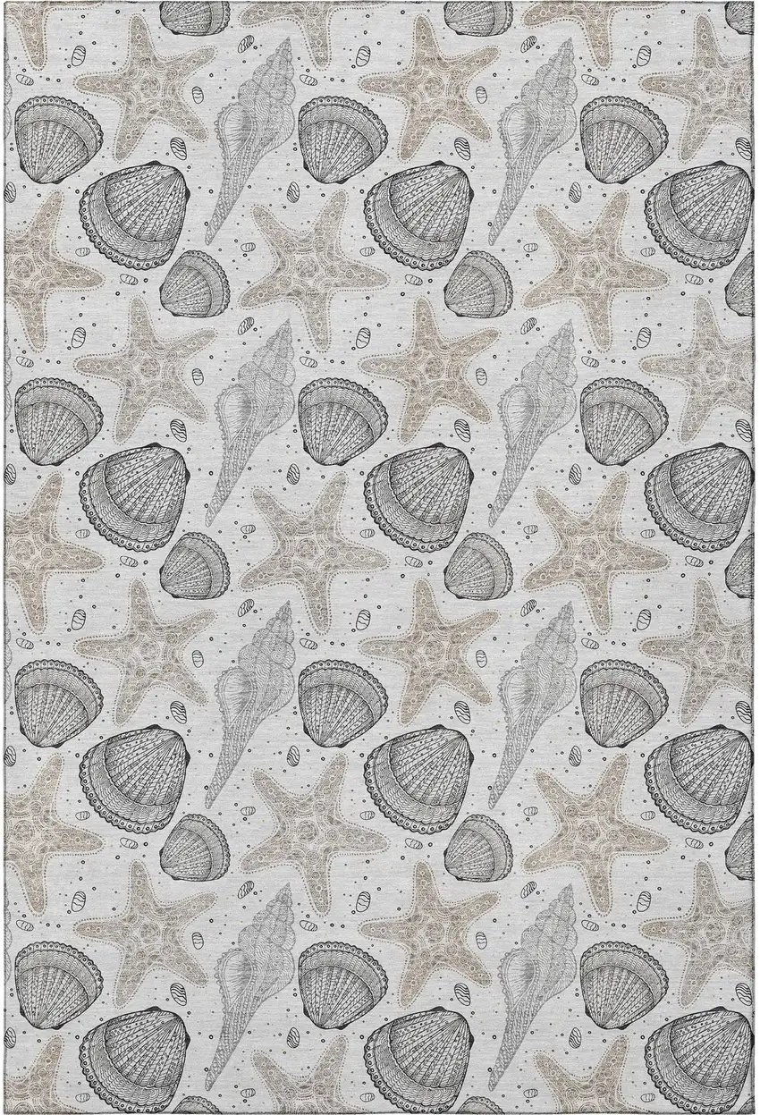 Light Gray And Charcoal Geometric Washable Area Rug With UV Protection Photo 4