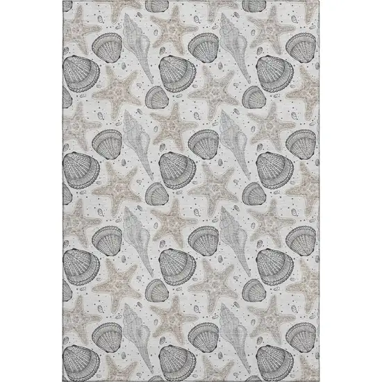 Light Gray And Charcoal Geometric Washable Area Rug With UV Protection Photo 1