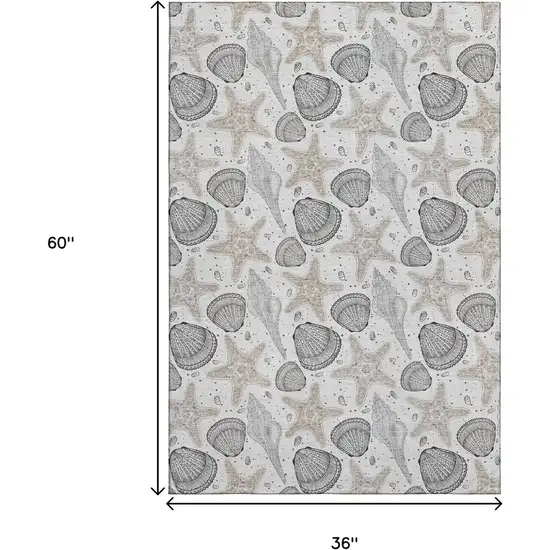 Light Gray And Charcoal Geometric Washable Area Rug With UV Protection Photo 3