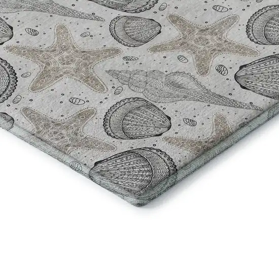 Light Gray And Charcoal Geometric Washable Area Rug With UV Protection Photo 8