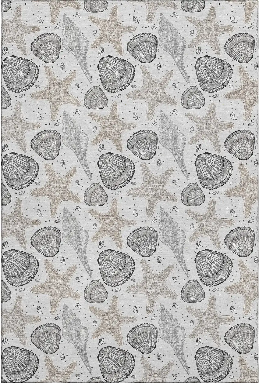 Light Gray And Charcoal Geometric Washable Area Rug With UV Protection Photo 1