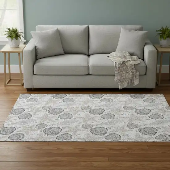 Light Gray And Charcoal Geometric Washable Area Rug With UV Protection Photo 2