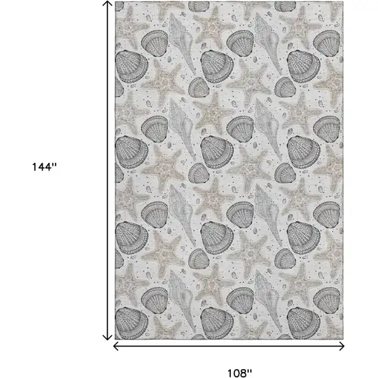 Light Gray And Charcoal Geometric Washable Area Rug With UV Protection Photo 3