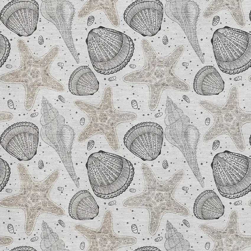 Light Gray And Charcoal Geometric Washable Area Rug With UV Protection Photo 3