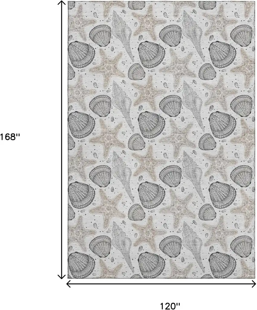 Light Gray And Charcoal Geometric Washable Area Rug With UV Protection Photo 3