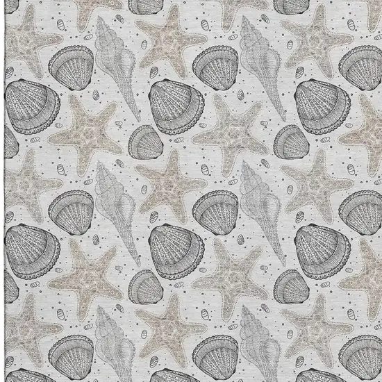 Light Gray And Charcoal Geometric Washable Area Rug With UV Protection Photo 4