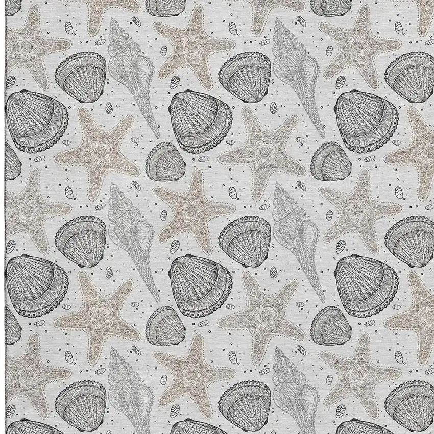 Light Gray And Charcoal Geometric Washable Area Rug With UV Protection Photo 4