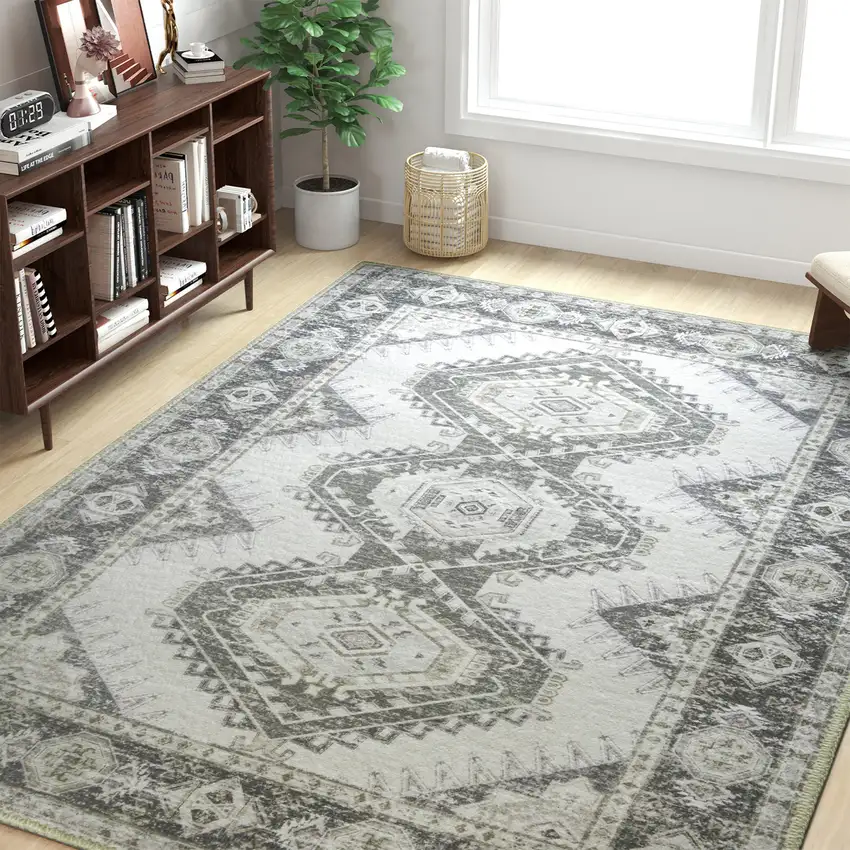 Light Gray And Charcoal Southwestern Area Rug Photo 4