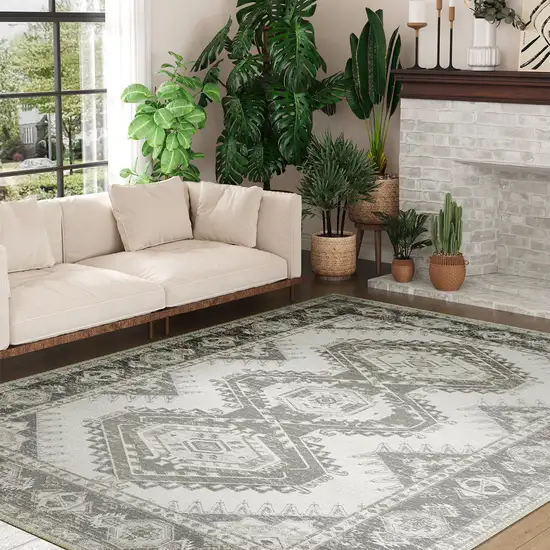 Light Gray And Charcoal Southwestern Area Rug Photo 7