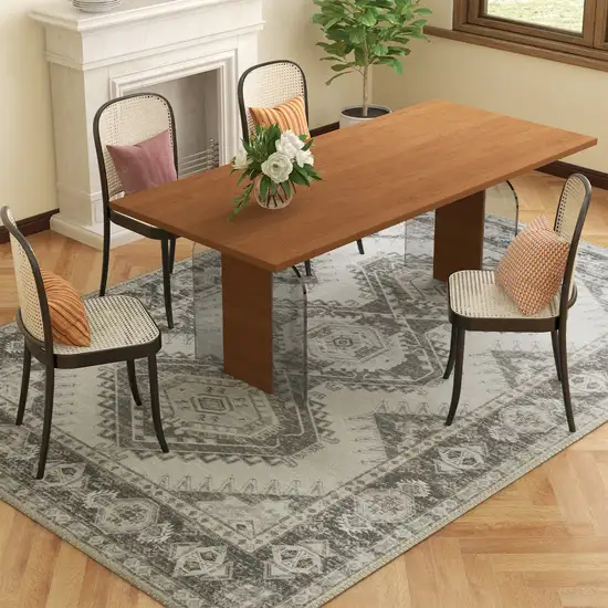 Light Gray And Charcoal Southwestern Area Rug Photo 5