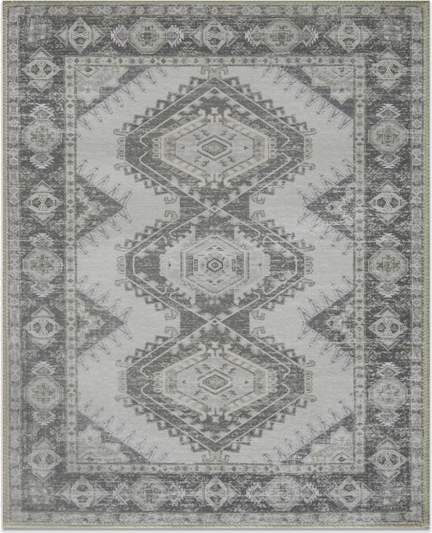 Light Gray And Charcoal Southwestern Area Rug Photo 2