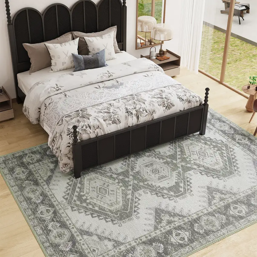 Light Gray And Charcoal Southwestern Area Rug Photo 8