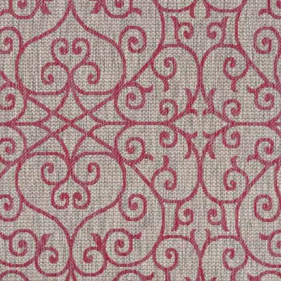 Light Gray And Fuchsia Geometric Indoor Outdoor Area Rug Photo 2