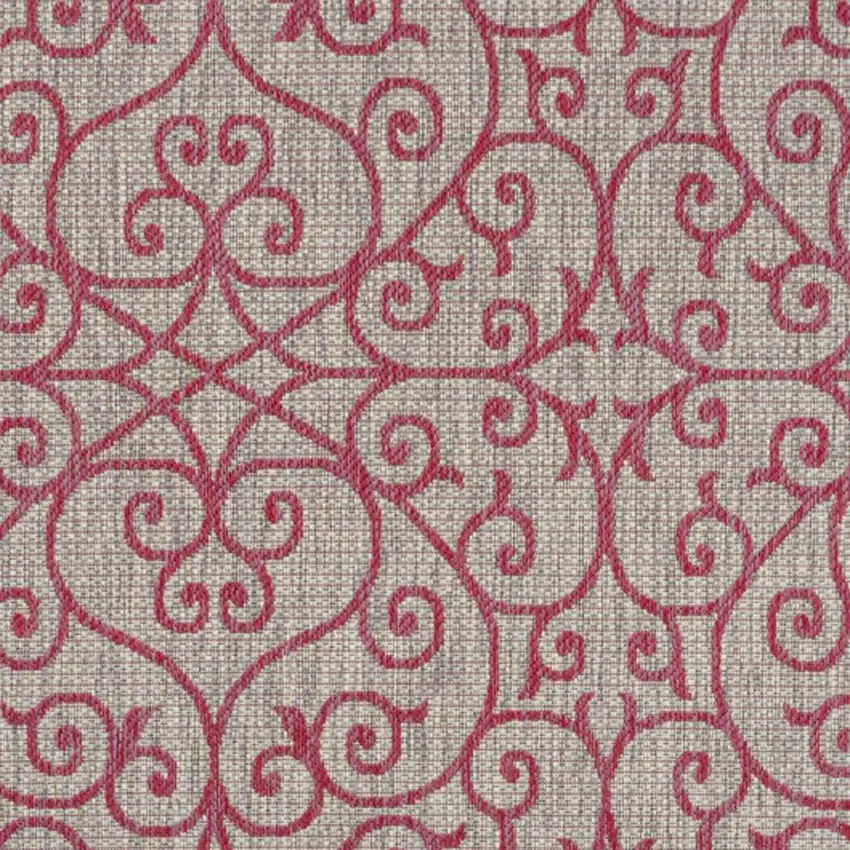 Light Gray And Fuchsia Geometric Indoor Outdoor Area Rug Photo 2