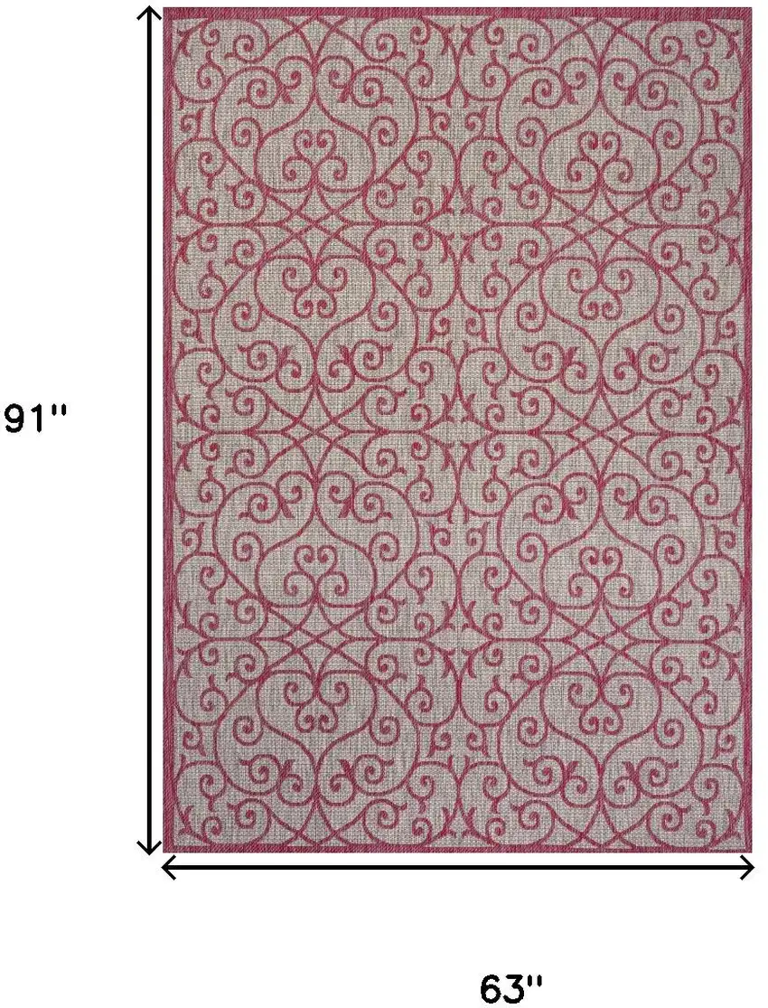 Light Gray And Fuchsia Geometric Indoor Outdoor Area Rug Photo 5