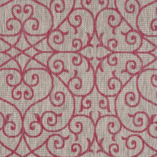 Light Gray And Fuchsia Geometric Indoor Outdoor Area Rug Photo 2