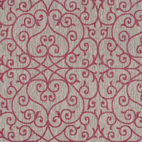 Light Gray And Fuchsia Geometric Indoor Outdoor Area Rug Photo 3