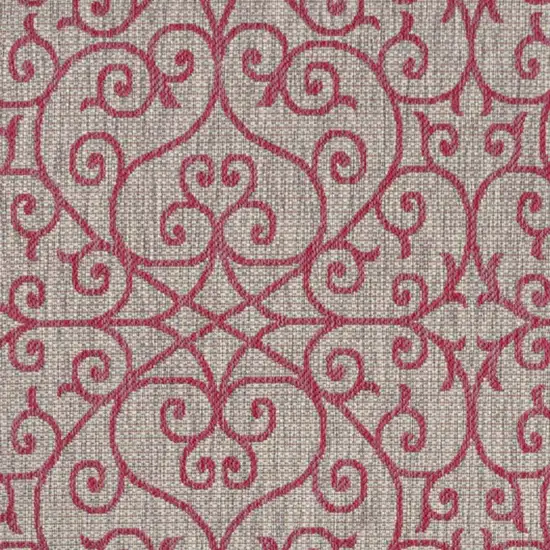 Light Gray And Fuchsia Geometric Indoor Outdoor Area Rug Photo 2