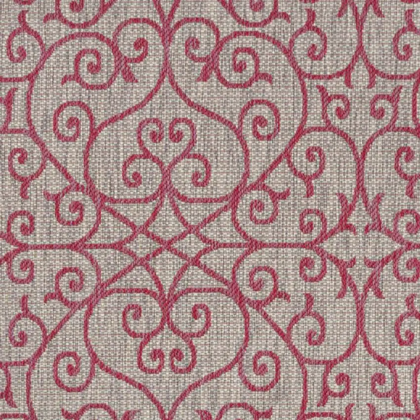 Light Gray And Fuchsia Geometric Indoor Outdoor Area Rug Photo 2