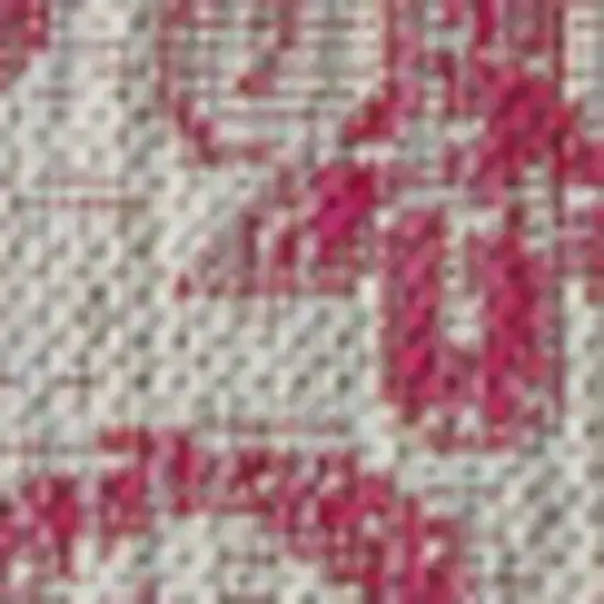 Light Gray And Fuchsia Medallion Indoor Outdoor Area Rug Photo 2