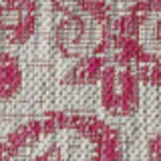 Light Gray And Fuchsia Medallion Indoor Outdoor Area Rug Photo 3