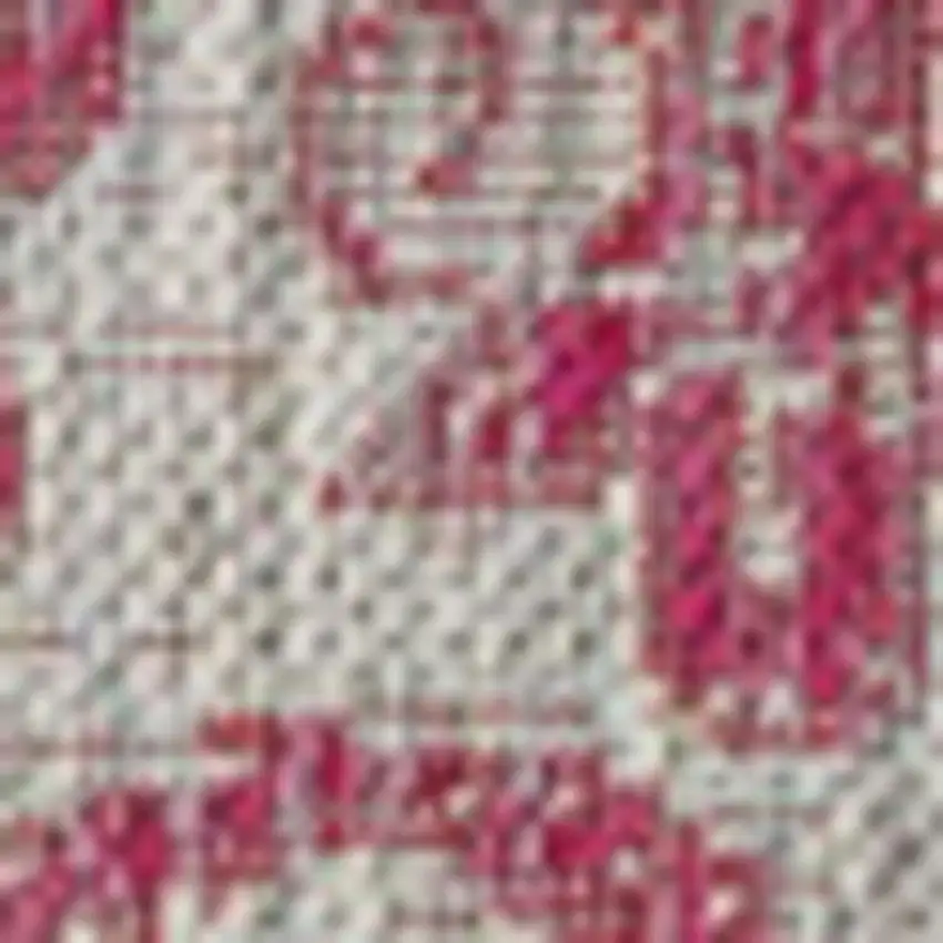 Light Gray And Fuchsia Medallion Indoor Outdoor Area Rug Photo 2