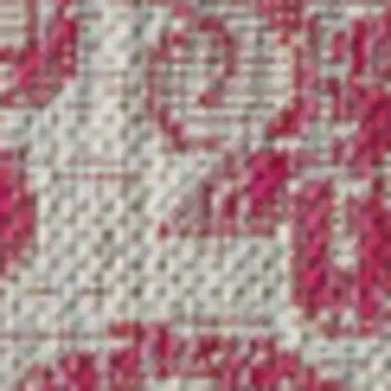 Light Gray And Fuchsia Medallion Indoor Outdoor Area Rug Photo 2