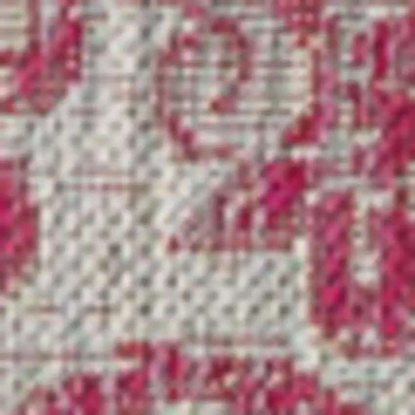 Light Gray And Fuchsia Medallion Indoor Outdoor Area Rug Photo 2