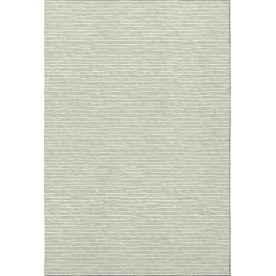 Light Gray And Ivory Striped Washable Area Rug With UV Protection Photo 4