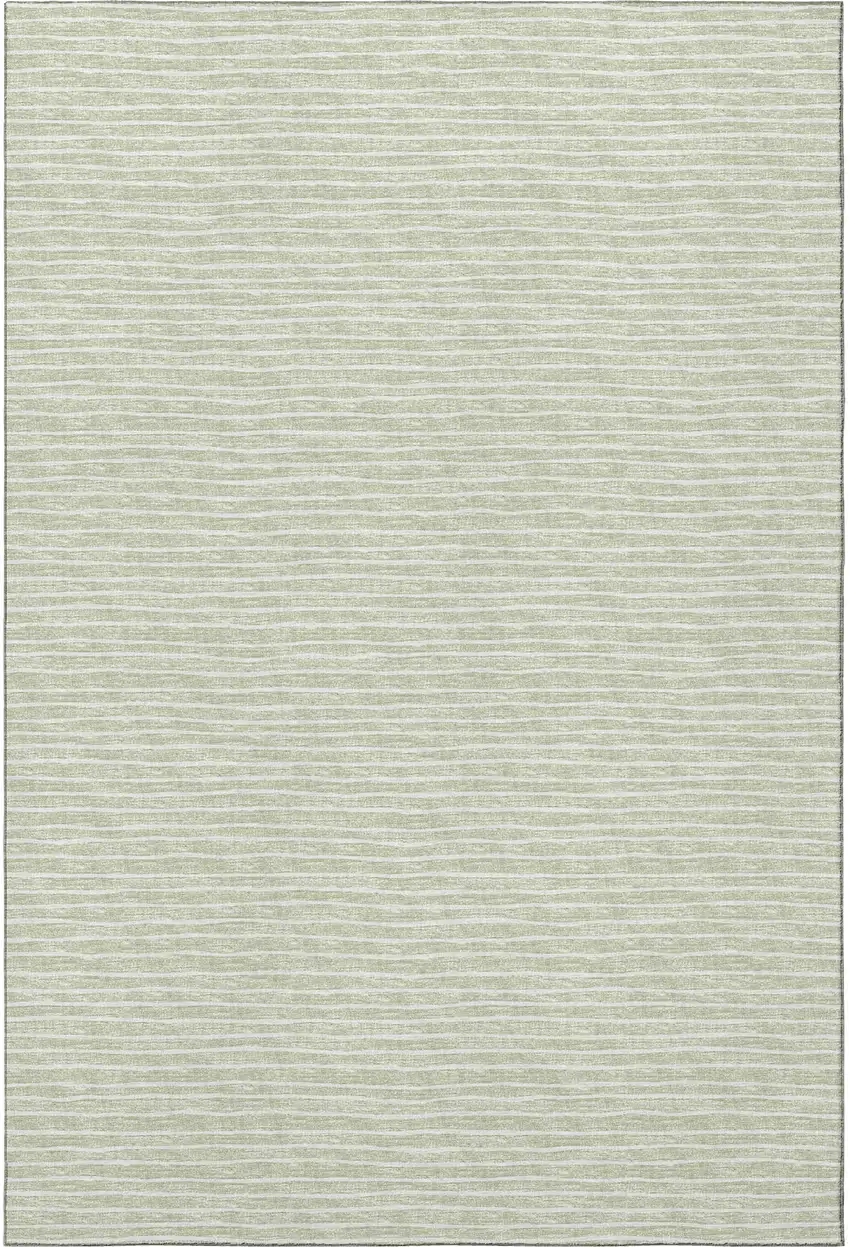 Light Gray And Ivory Striped Washable Area Rug With UV Protection Photo 4